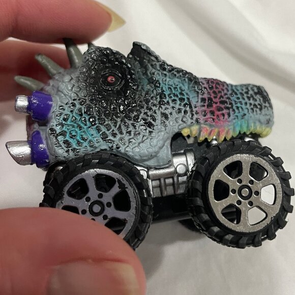 Lot of 4 Dino Bros Pull Back & Go Dinosaur Head Mini Monster Truck Car Toys - Picture 2 of 8